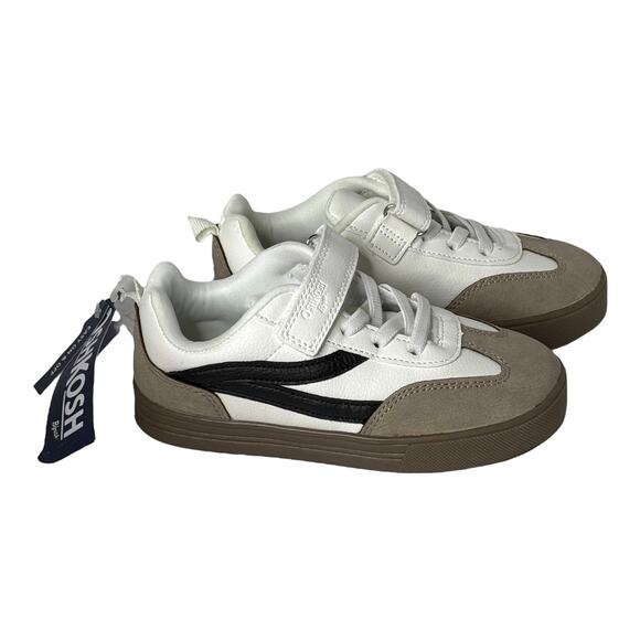 NEW OshKosh B Gosh Toddler 11 Boys FASHION SNEAKER SHOES Hook & Loop White Brown - Picture 2 of 6